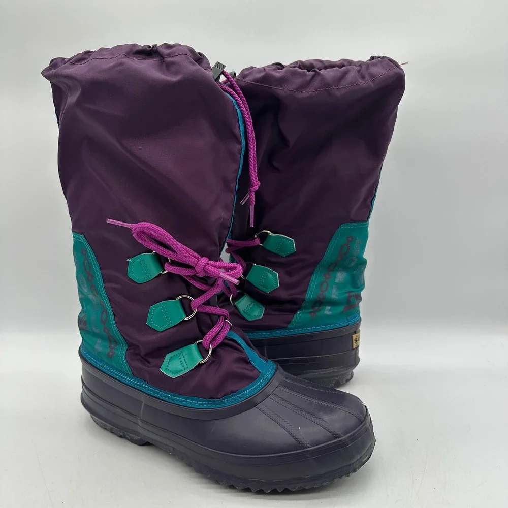 Sorel Womens Size 9 Vintage 90s‎ Purple Teal Green Freestyle Winter Snow Boots
